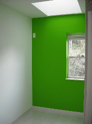ドライウォールによる内装壁塗装　色分け塗装見本グリーン